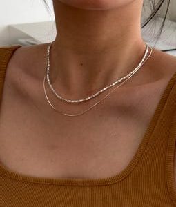 Double Layered Silver Necklace, Dainty Stacking Chain, Minimalist Collarbone Necklace, Everyday Jewelry, Graduation gift, gift for her