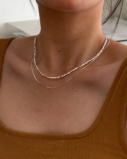 Double Layered Silver Necklace, Dainty Stacking Chain, Minimalist Collarbone Necklace, Everyday Jewelry, Graduation gift, gift for her