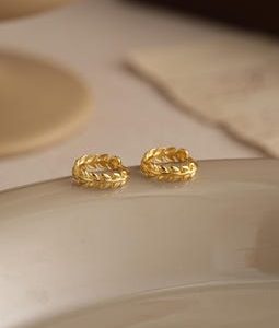 Gold Leaf Hoop Earrings,Dainty Gold Hoop Leaves Earrings,Wedding Gold Leaf Earrings,Bridesmaid Gift,Mothers Day Gift, Engagement Earrings