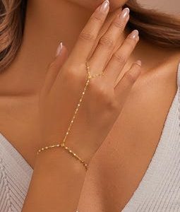 Sterling Silver Shimmer Chain Hand Chain  Finger Bracelet Statement Jewelry