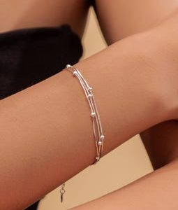 Sterling Silver Triple Layer Chain Bracelet, Satellite Chain Bracelet, Minimalist Bracelet, Best Friend Gift, Sister Birthday Gift