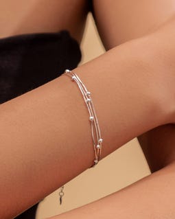 Sterling Silver Triple Layer Chain Bracelet, Satellite Chain Bracelet, Minimalist Bracelet, Best Friend Gift, Sister Birthday Gift