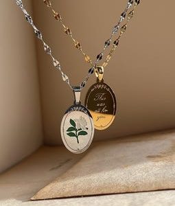 This Was All For You | Oval Pendant Necklace | Gardenia Flower, Stainless Steel