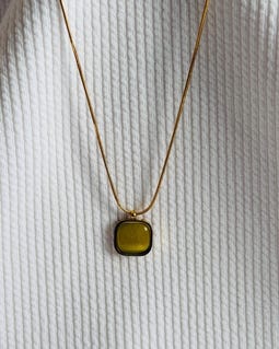 Olive citrine necklace, minimalist pendant necklace, soft green gemstone, gift for her, birthday gift