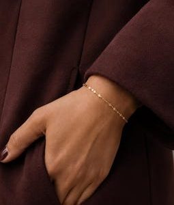 14K Gold Sparkle Chain Dainty Bracelet | Minimalist Everyday Disc Bracelet | Delicate Glitter Chains Jewelry