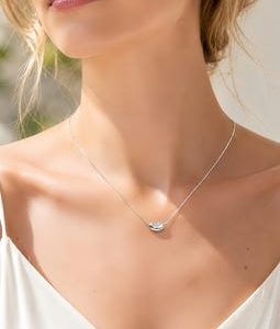 S925 Sterling Silver Bean Pendant Necklace, Dainty Minimalist Everyday Jewelry