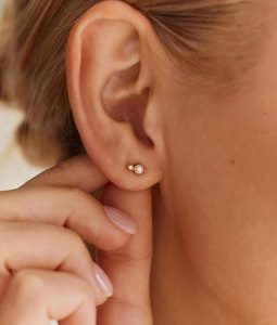 Tiny Pearl Studs, Dainty CZ Two Stone Studs, Second Hole Earrings, Ear Stacking, Minimalist Pearl Jewelry, Bridesmaid Gift, Gift for Her