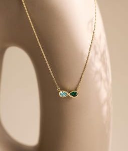 Infinity Birthstone Necklace, Custom Double Birthstone Necklace, Personalized Jewelry for her, Dainty Couple Gift, Anniversary Gift