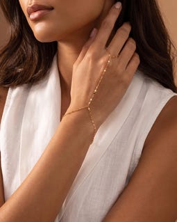 18K Gold Filled Hand Chain Bracelet, Dainty Finger Ring Chain Design, Delicate Hand Harness Jewelry, Minimalist Everyday Layering Style