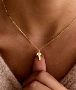 Gold Key Pendant, Custom Engraved Charm, Back to School Gift, Best Friend Gift, Birthday Gift for Her, Unique Sister Keepsake