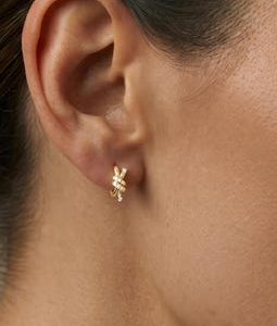 Minimalist Knot Stud Earrings, 14k Gold Plated Sterling Silver CZ Earrings, Delicate Zircon Earrings, Everyday Jewelry Gift for Her