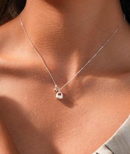 Sterling Silver Charm Necklace, Dainty Geometric Pendant, Minimalist Silver Tote Charm Necklace, Everyday Layering Jewelry Gift